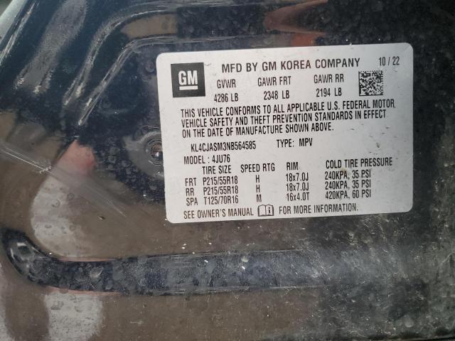 KL4CJASM3NB564585 - 2022 BUICK ENCORE PREFERRED BLUE photo 13