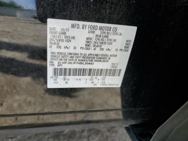 2LMPJ8LR7HBL30443 - 2017 LINCOLN MKX RESERVE أسود صورة 13