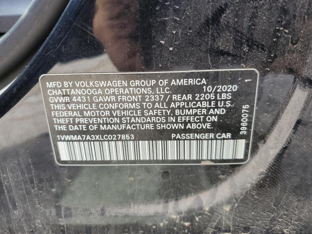 1VWMA7A3XLC027853 - 2020 VOLKSWAGEN PASSAT R-LINE შავი ფოტო 12