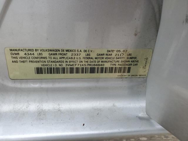 3VWEF71K57M184840 - 2007 VOLKSWAGEN JETTA WOLFSBURG 银色 照片 12