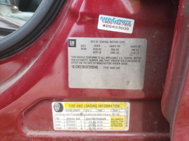 1G1ZK57B68F288548 - 2008 CHEVROLET MALIBU LTZ Bordo foto 12