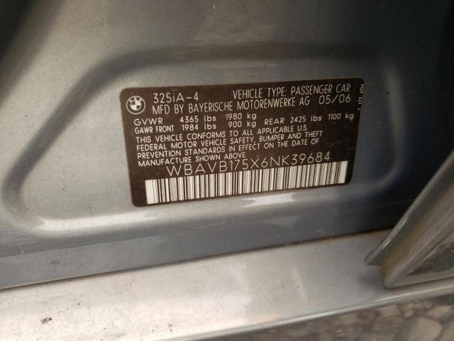 WBAVB175X6NK39684 - 2006 BMW 325 I AUTOMATIC TEAL photo 12