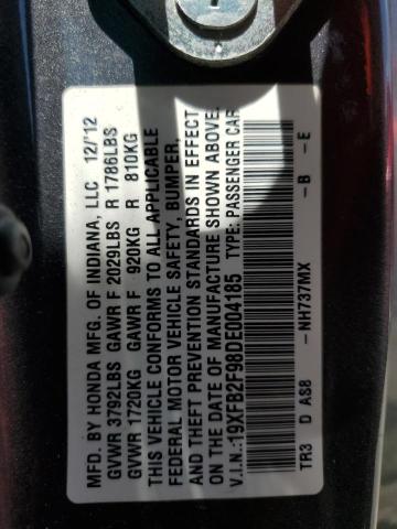 19XFB2F98DE004185 - 2013 HONDA CIVIC EXL 灰色 照片 13