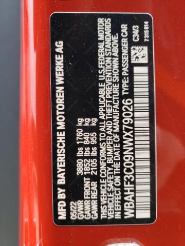 WBAHF3C09NWX79026 - 2022 BMW Z4 SDRIVE30I RED photo 12