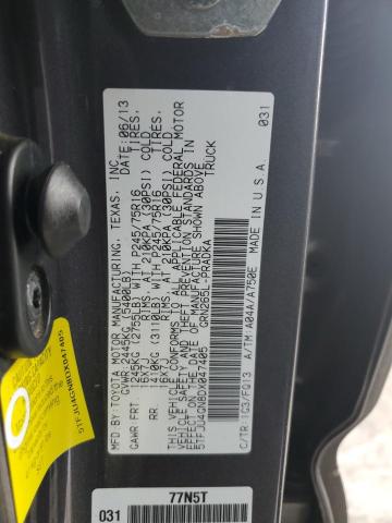 5TFJU4GN8DX047405 - 2013 TOYOTA TACOMA DOUBLE CAB PRERUNNER GRAY photo 12