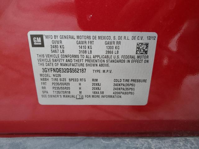 3GYFNDE32DS562187 - 2013 CADILLAC SRX PERFORMANCE COLLECTION Қызыл фото 13