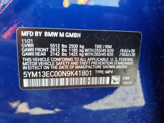 5YM13EC00N9K41801 - 2022 BMW X3 M BLUE photo 13