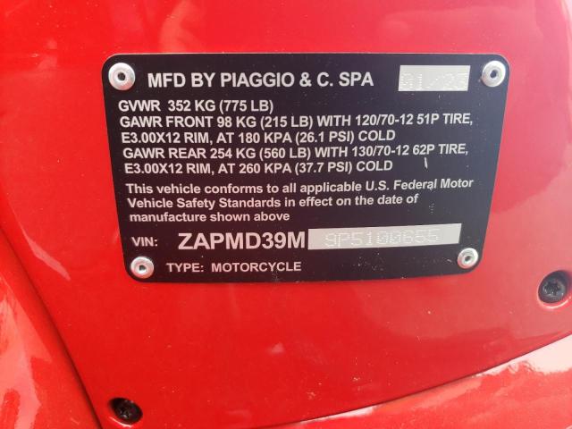 ZAPMD39M9P5100655 - 2023 VESPA GTS/SEI GI 300 RED photo 10