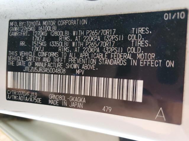 JTEZU5JR3A5004808 - 2010 TOYOTA 4RUNNER SR5 WHITE photo 13