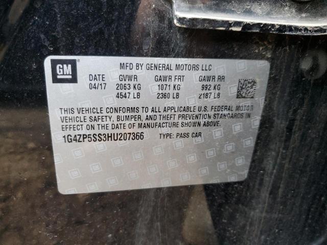 1G4ZP5SS3HU207366 - 2017 BUICK LACROSSE ESSENCE შავი ფოტო 12