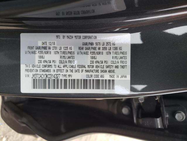 JM3TCACY3K0314327 - 2019 MAZDA CX-9 TOURING GRAY photo 13