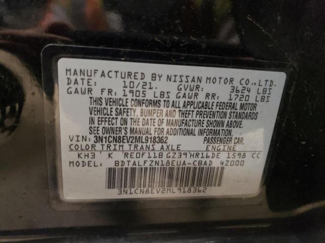 3N1CN8EV2ML918362 - 2021 NISSAN VERSA SV BLACK photo 12