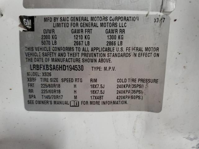 LRBFXBSA6HD194530 - 2017 BUICK ENVISION ESSENCE Ağ foto 13