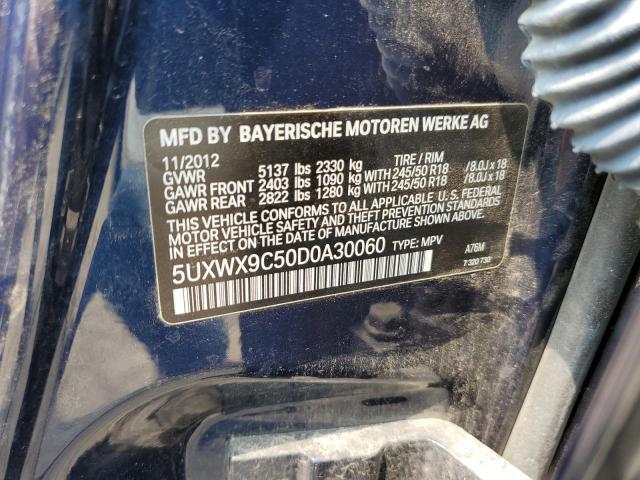 5UXWX9C50D0A30060 - 2013 BMW X3 XDRIVE28I BLUE photo 13