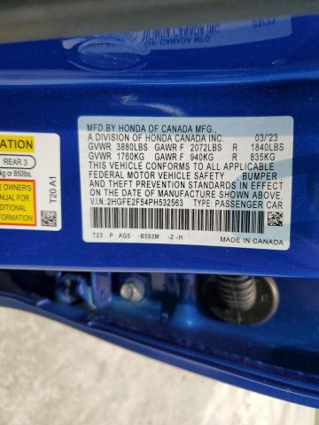 2HGFE2F54PH532563 - 2023 HONDA CIVIC SPORT ლურჯი ფოტო 13