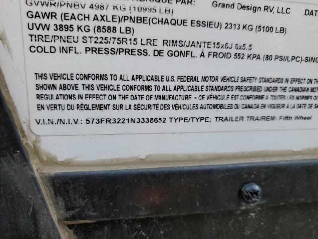 573FR3221N3338652 - 2022 GRAN REFLECTION WHITE photo 10