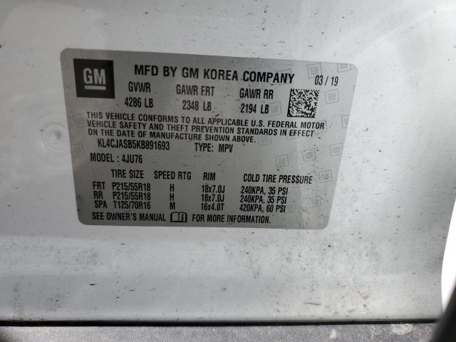 KL4CJASB5KB891693 - 2019 BUICK ENCORE PREFERRED أبيض صورة 13