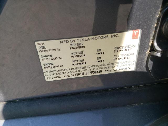 5YJSA1H16EFP36135 - 2014 TESLA MODEL S GRAY photo 12