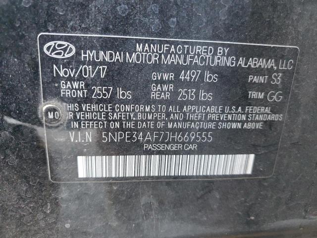 5NPE34AF7JH669555 - 2018 HYUNDAI SONATA SPORT BLACK photo 12