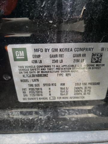 KL7CJLSB1KB953962 - 2019 CHEVROLET TRAX 1LT BLACK photo 13