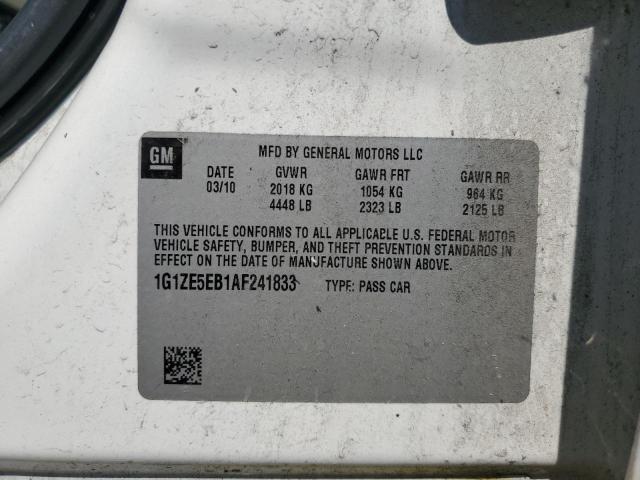 1G1ZE5EB1AF241833 - 2010 CHEVROLET MALIBU LTZ თეთრი ფოტო 12