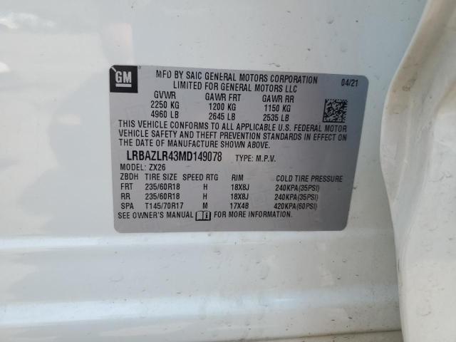 LRBAZLR43MD149078 - 2021 BUICK ENVISION PREFERRED WHITE photo 14