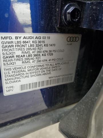 WA1VAAF72KD037991 - 2019 AUDI Q7 PRESTIGE BLUE photo 13