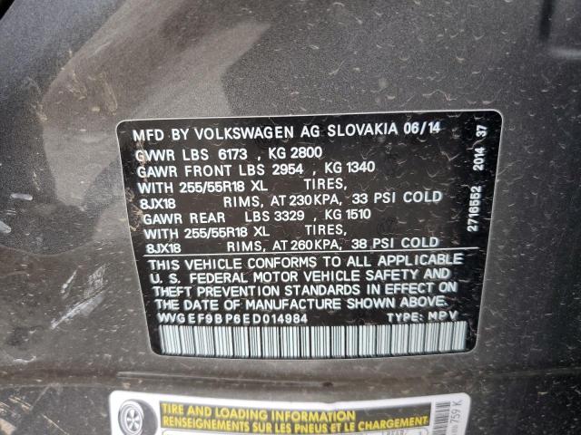 WVGEF9BP6ED014984 - 2014 VOLKSWAGEN TOUAREG V6 GRAY photo 12