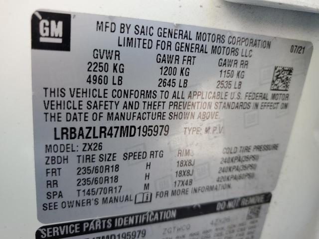 LRBAZLR47MD195979 - 2021 BUICK ENVISION PREFERRED WHITE photo 14