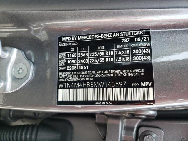 W1N4M4HB8MW143597 - 2021 MERCEDES-BENZ GLB 250 4MATIC GRAY photo 13