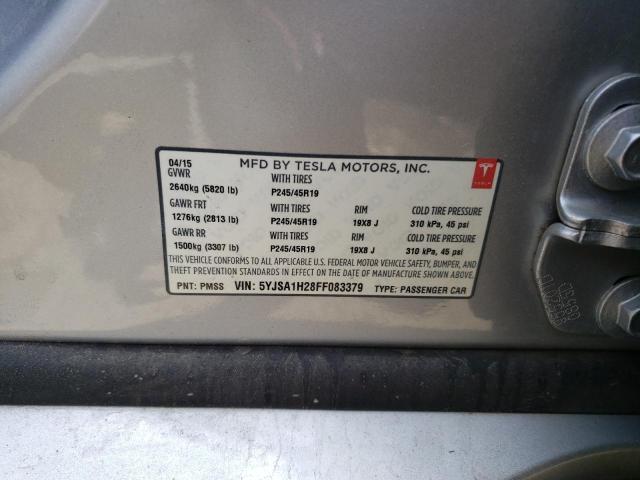 5YJSA1H28FF083379 - 2015 TESLA MODEL S 85D SILVER photo 13