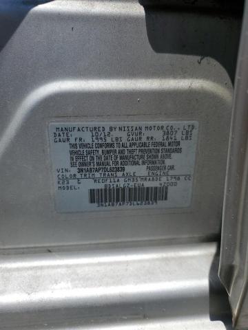 3N1AB7AP7DL623839 - 2013 NISSAN SENTRA S SILVER photo 12