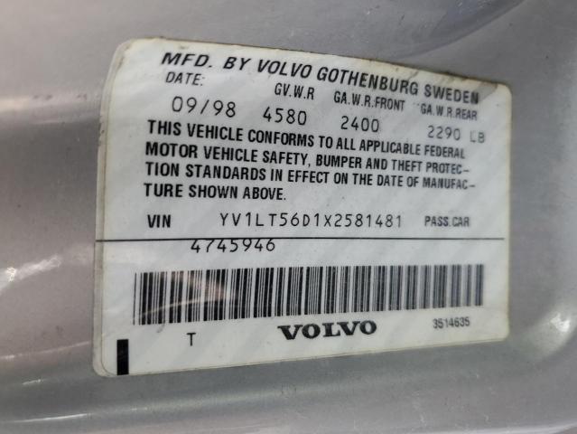 YV1LT56D1X2581481 - 1999 VOLVO S70 SILVER photo 12