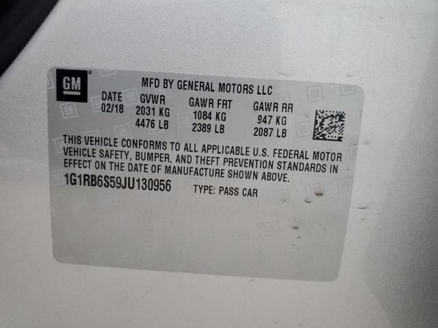 1G1RB6S59JU130956 - 2018 CHEVROLET VOLT PREMIER SILVER photo 12