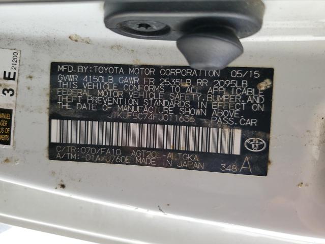 JTKJF5C74FJ011636 - 2015 TOYOTA SCION TC 白色 照片 12