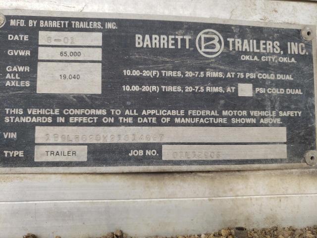 1B9L5020X21014097 - 2002 BARR TRAILER SILVER photo 10