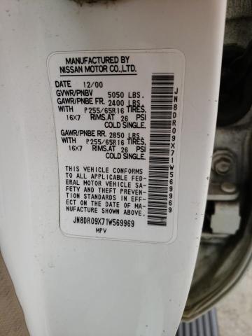 JN8DR09X71W569969 - 2001 NISSAN PATHFINDER LE Սպիտակ լուսանկար 13