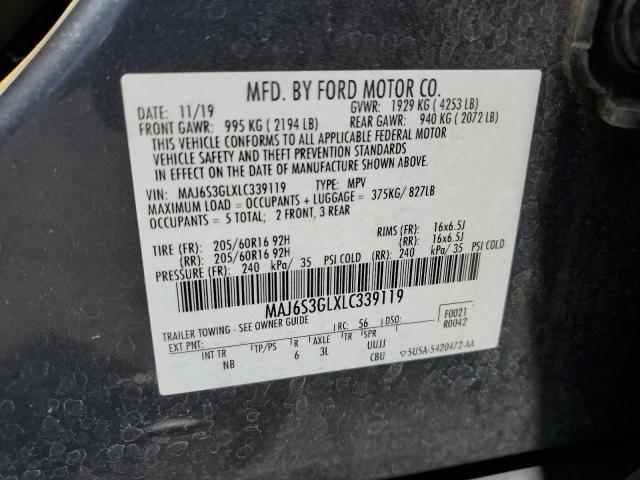 MAJ6S3GLXLC339119 - 2020 FORD ECOSPORT SE ნაცრისფერი ფოტო 13