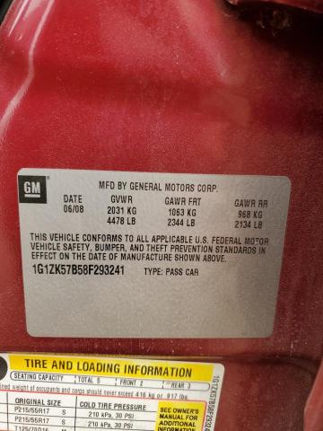 1G1ZK57B58F293241 - 2008 CHEVROLET MALIBU LTZ ბურგუნდია ფოტო 12