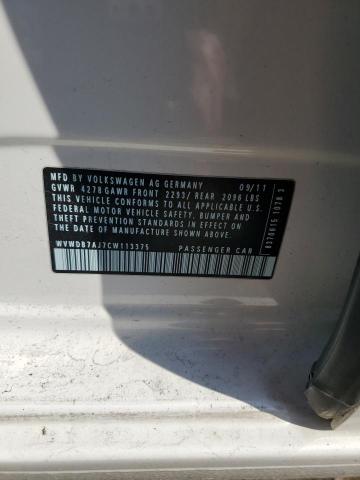 WVWDB7AJ7CW113375 - 2012 VOLKSWAGEN GOLF Սպիտակ լուսանկար 12