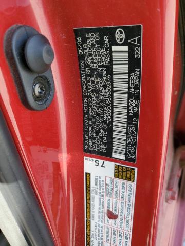 JTDKB20U967502376 - 2006 TOYOTA PRIUS RED photo 12