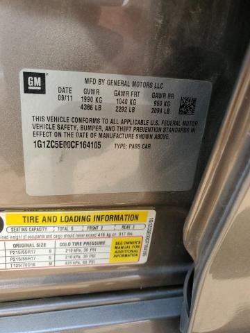 1G1ZC5E00CF164105 - 2012 CHEVROLET MALIBU 1LT GRAY photo 12