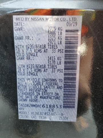 5N1DR2MM0KC618853 - 2019 NISSAN PATHFINDER S BLACK photo 14