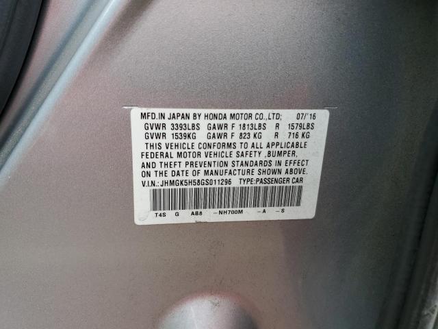 JHMGK5H58GS011296 - 2016 HONDA FIT LX GRAY photo 12