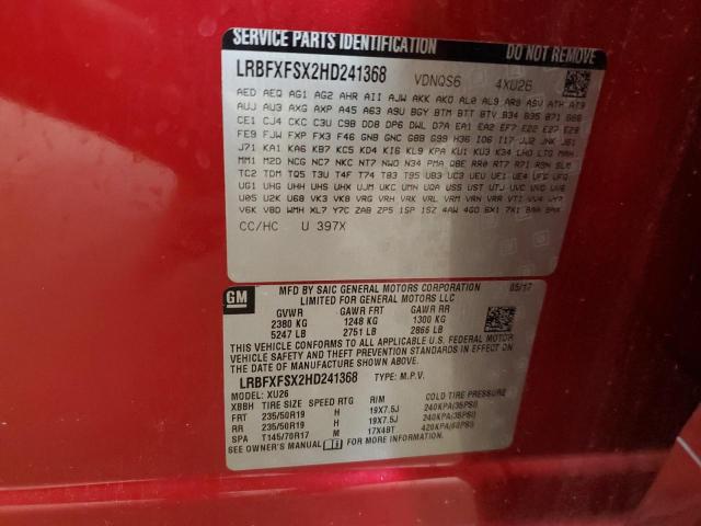 LRBFXFSX2HD241368 - 2017 BUICK ENVISION PREMIUM II Qırmızı foto 13