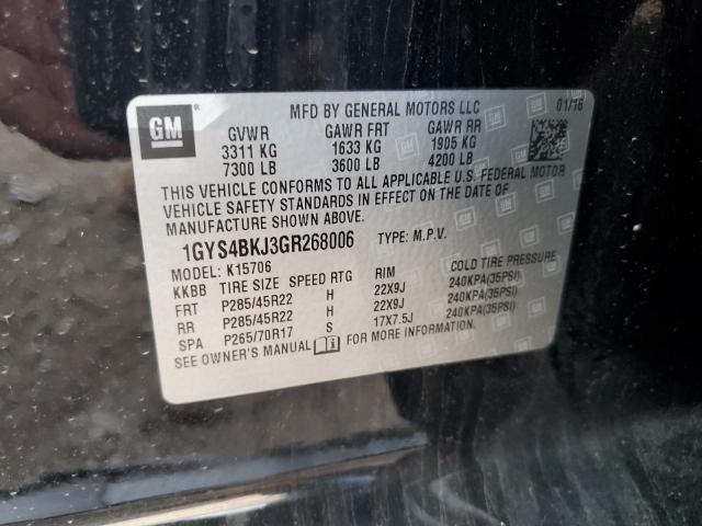 1GYS4BKJ3GR268006 - 2016 CADILLAC ESCALADE LUXURY Սև լուսանկար 13