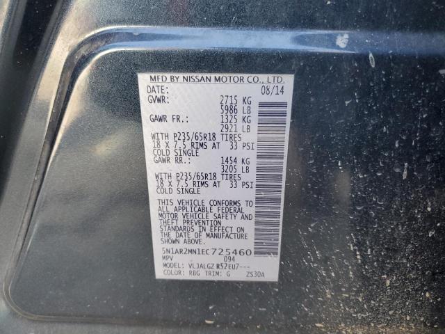 5N1AR2MN1EC725460 - 2014 NISSAN PATHFINDER S BLUE photo 14