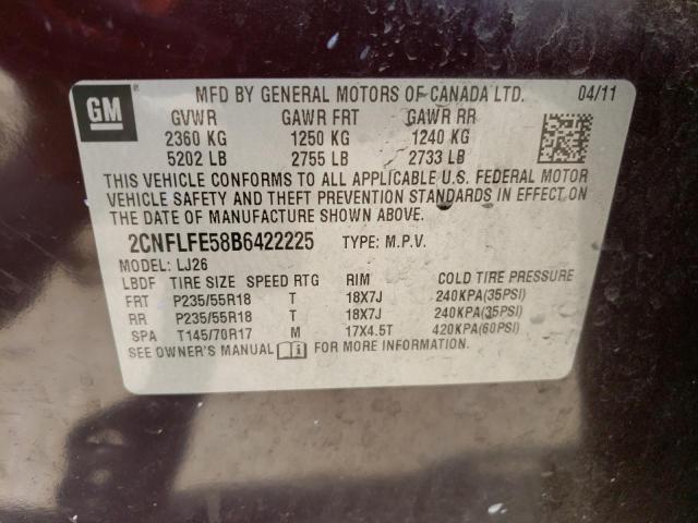 2CNFLFE58B6422225 - 2011 CHEVROLET EQUINOX LTZ BURGUNDY photo 14