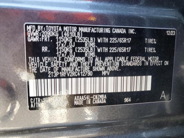 2T3P1RFV2RC412790 - 2024 TOYOTA RAV4 XLE ნაცრისფერი ფოტო 13