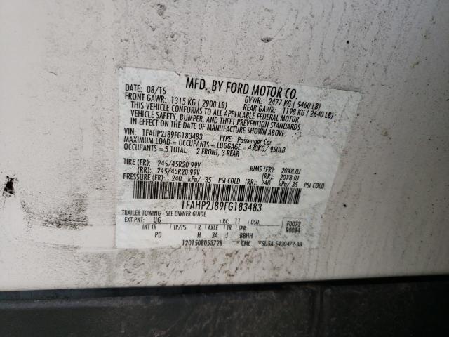 1FAHP2J89FG183483 - 2015 FORD TAURUS LIMITED WHITE photo 12